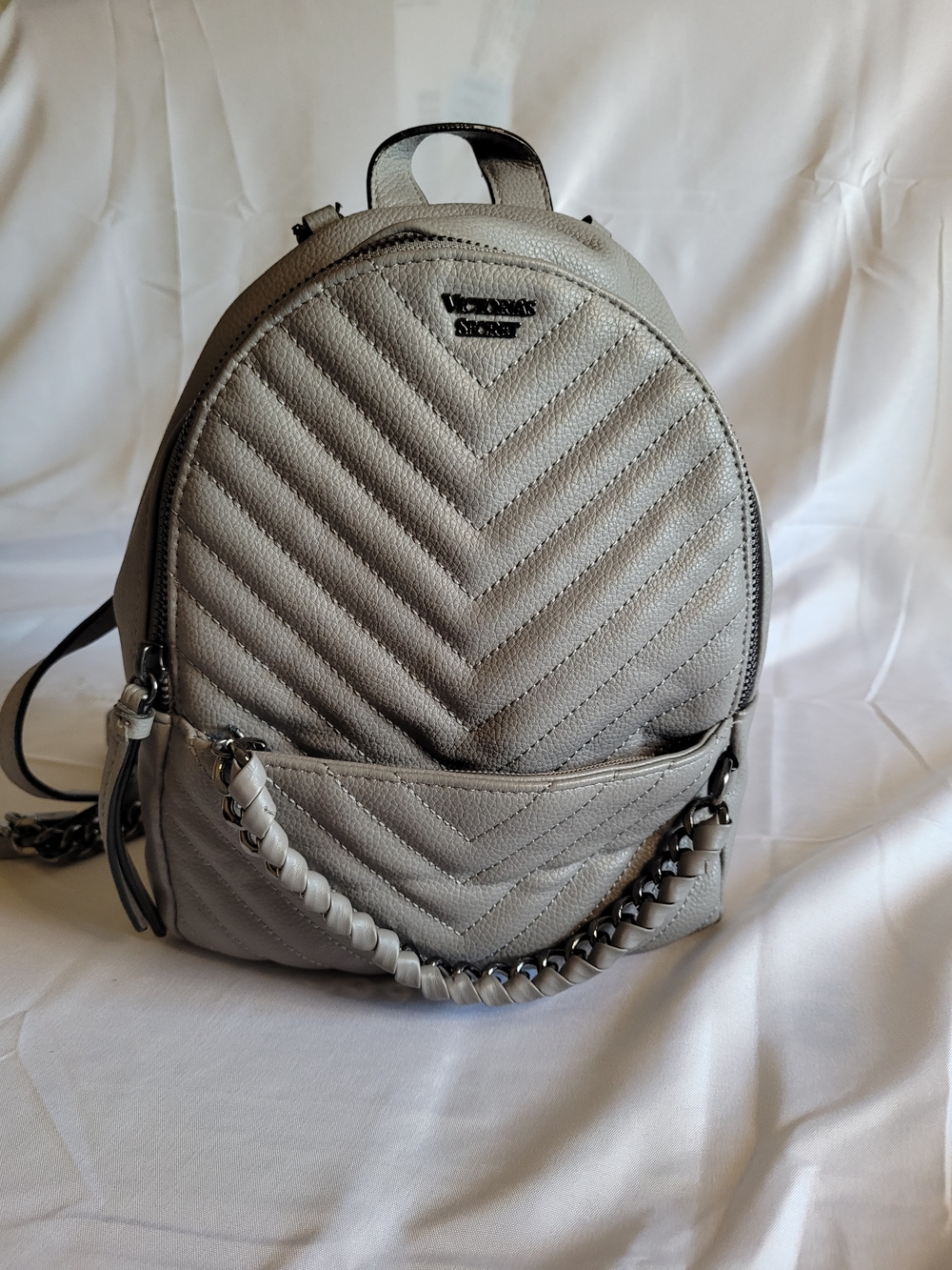 Victoria Secret Quilted Chevron Mini Backpack in Gray